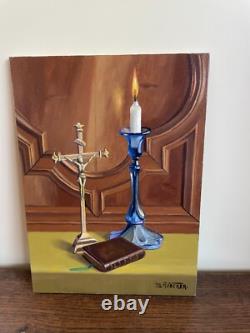 Old Painting Oil on Panel J. B Maurice VECKER 1899-1988 Still Life
