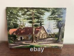 Old Painting Oil on Panel J. B Maurice VECKER (1899-1988) View of Village