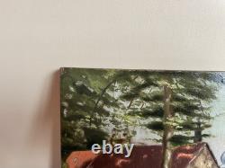 Old Painting Oil on Panel J. B Maurice VECKER (1899-1988) View of Village