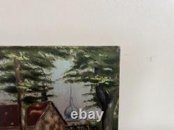Old Painting Oil on Panel J. B Maurice VECKER (1899-1988) View of Village