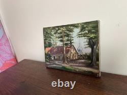 Old Painting Oil on Panel J. B Maurice VECKER (1899-1988) View of Village