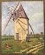 Old Painting Oil On Panel Landscape Mill France 20th Century