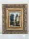 Old Painting Oil On Panel Landscape Of A City With A Bridge