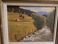 Old Painting, Oil on Panel, Painting, Haut Doubs, Signed, Landscape, Oil