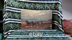 Old Painting Oil on Panel School of Barbizon Normandy Horse Lecourt