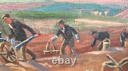 Old Painting Oil on Panel School of Barbizon Normandy Horse Lecourt