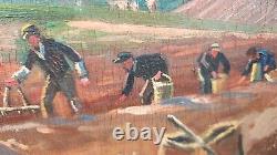 Old Painting Oil on Panel School of Barbizon Normandy Horse Lecourt
