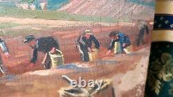 Old Painting Oil on Panel School of Barbizon Normandy Horse Lecourt