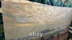 Old Painting Oil on Panel School of Barbizon Normandy Horse Lecourt