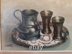 Old Painting Oil on Panel Still Life French School VAN DER VOORT