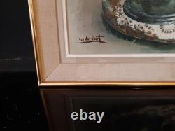 Old Painting Oil on Panel Still Life French School VAN DER VOORT