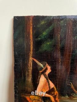 Old Painting Oil on Panel TABURIAUX 1948 (early 20th century) Indian