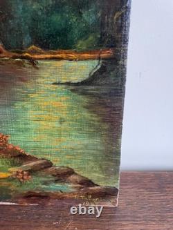 Old Painting Oil on Panel TABURIAUX 1948 (early 20th century) Indian