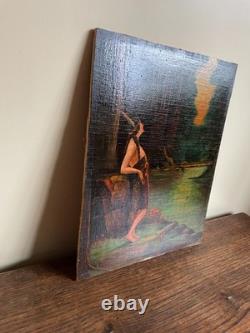 Old Painting Oil on Panel TABURIAUX 1948 (early 20th century) Indian