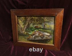 Old Painting Oil on Wood HSP French School of Barbizon Forest 19th Century