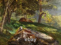 Old Painting Oil on Wood HSP French School of Barbizon Forest 19th Century