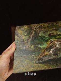 Old Painting Oil on Wood HSP French School of Barbizon Forest 19th Century