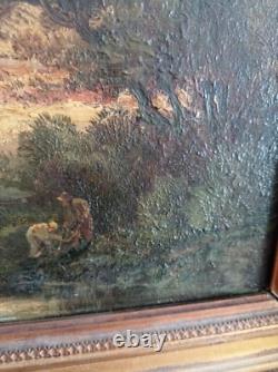 Old Painting Oil on Wood Landscape