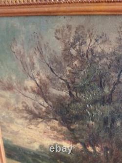 Old Painting Oil on Wood Landscape