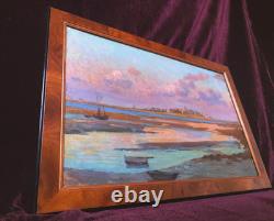 Old Painting Oil on Wood Seascape Seaside Brittany Normandy DLG 19th Century