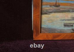 Old Painting Oil on Wood Seascape Seaside Brittany Normandy DLG 19th Century