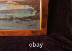 Old Painting Oil on Wood Seascape Seaside Brittany Normandy DLG 19th Century