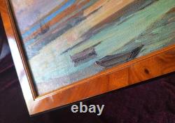 Old Painting Oil on Wood Seascape Seaside Brittany Normandy DLG 19th Century