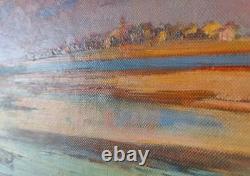 Old Painting Oil on Wood Seascape Seaside Brittany Normandy DLG 19th Century
