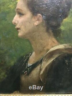 Old Painting On Panel Henri Pinta (1856-1944) Symbolist Woman