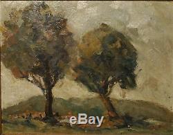 Old Painting Painting, Oil On Cardboard Landscape, Signature To Identify