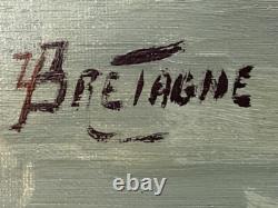 Old Painting Pair of Still Life Oil on Canvas Signed Bretagne 1 Damaged