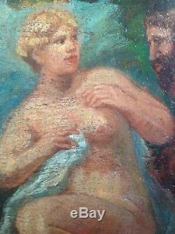Old Painting Paul Dangmann (1899-1947) Female Nude Oil On Panel Signed