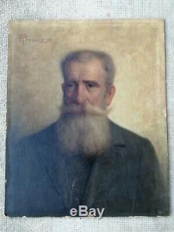 Old Painting Portrait 1916 Oil On Panel Sign Pennazio Augusto Italy
