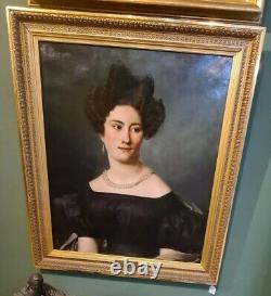 Old Painting Portrait Lady Of Quality Louis David Early 19th