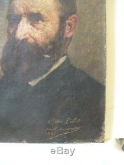 Old Painting Portrait Man Oil On Canvas 19th Century Old Oil Painting Man
