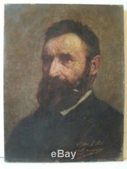 Old Painting Portrait Man Oil On Canvas 19th Century Old Oil Painting Man