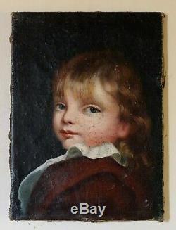 Old Painting Portrait Of XVIII XIX Child Oil On Canvas French School