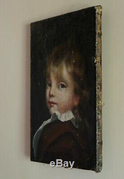 Old Painting Portrait Of XVIII XIX Child Oil On Canvas French School