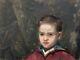 Old Painting, Portrait Of Young Boy, Oil On Cardboard, Painting, Early 20th Century