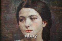 Old Painting, Portrait, Young Woman, 1911, Oil On Canvas, Signed To Identify