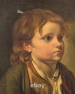 Old Painting Portrait of a Child. Oil on Canvas