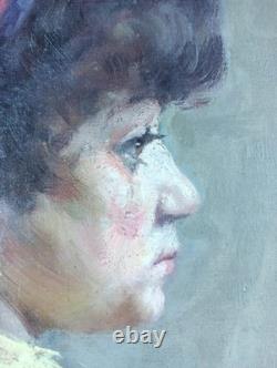 Old Painting: Portrait of a Girl with a Red Scarf Oil Painting