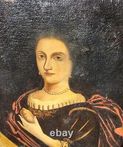 Old Painting. Portrait of a Woman. Oil on Canvas. 19th Century Style.