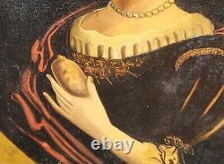 Old Painting. Portrait of a Woman. Oil on Canvas. 19th Century Style.