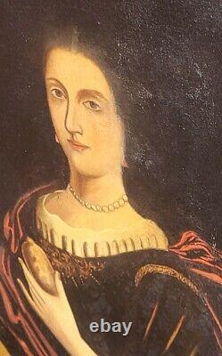 Old Painting. Portrait of a Woman. Oil on Canvas. 19th Century Style.