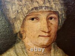 Old Painting. Portrait of a Woman. Oil on Canvas Signed. 19th Century Style