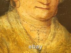 Old Painting. Portrait of a Woman. Oil on Canvas Signed. 19th Century Style