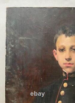 Old Painting, Portrait of a Young Man in Uniform, Oil on Canvas 19th Century