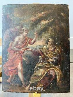 Old Painting Religious Painting On Wood Signed G. V. S