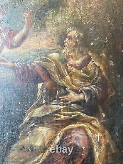 Old Painting Religious Painting On Wood Signed G. V. S